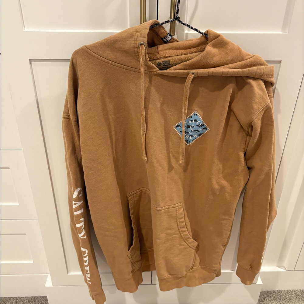 Salty Crew Tan Hoodie with Blue Graphic